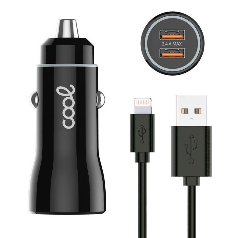 Carregador de carro iPhone / iPad Conexión Lightning (2 x USB) COOL