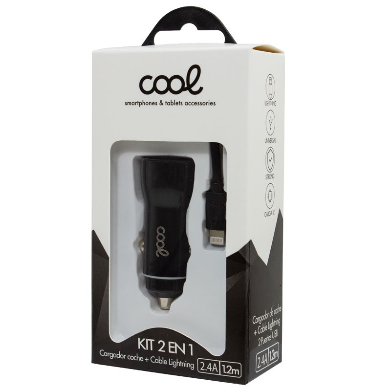 Carregador de carro iPhone / iPad Conexión Lightning (2 x USB) COOL