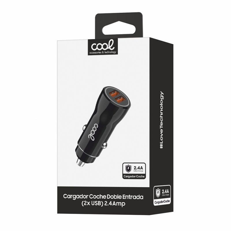 Carregador de carro de entrada USB dupla universal COOL preto 2,4 amp