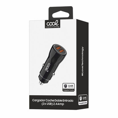 Carregador de carro de entrada USB dupla universal COOL preto 2,4 amp