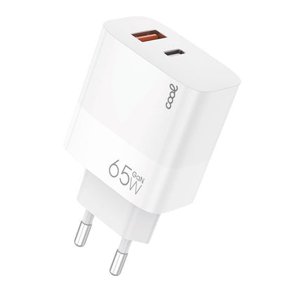 Carregador de rede duplo universal USB + PD Tipo-C + Cabo de carregamento COOL (GaN 65 W) Branco