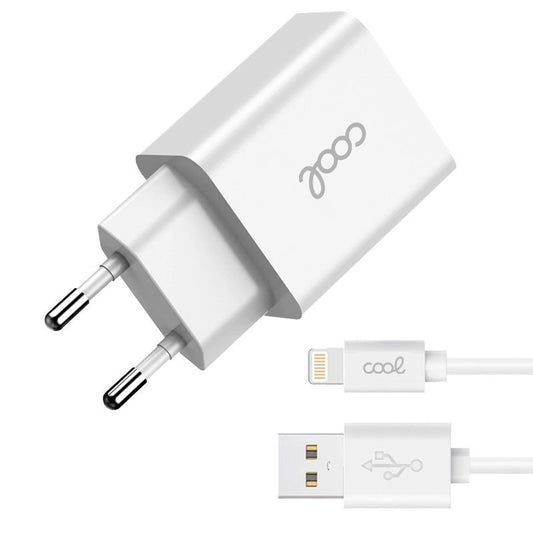 Carregador de Rede para iPhone COOL 2 x USB + Cabo Lightning 1,2 m (2,4 Amp)
