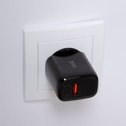 Carregador de rede rápido universal (PD) duplo tipo C / USB COOL (20 W) preto