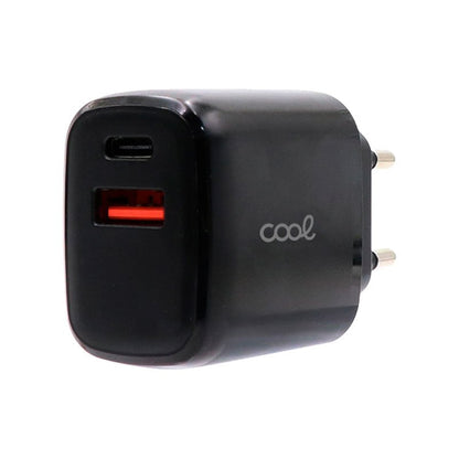 Carregador de rede rápido universal (PD) duplo tipo C / USB COOL (20 W) preto
