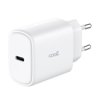 Carregador de Rede rápido universal (PD) Tipo C COOL (25 W) Branco + Cabo Tipo-C para Tipo-C