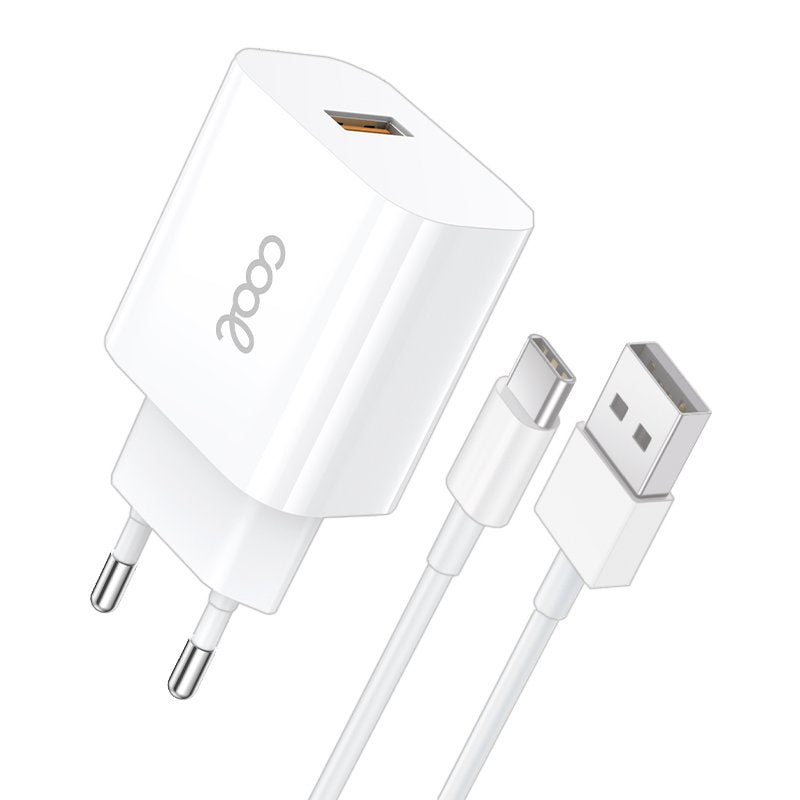 Carregador de Rede Tipo C + Cabo COOL Universal 2.4Amp Branco