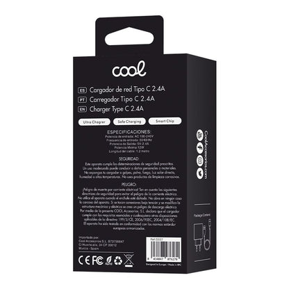 Carregador de Rede Tipo C + Cabo COOL Universal 2.4Amp Branco