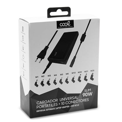 Carregador de rede universal COOL + 10 conectores para notebooks 90w (USB QC3.0)