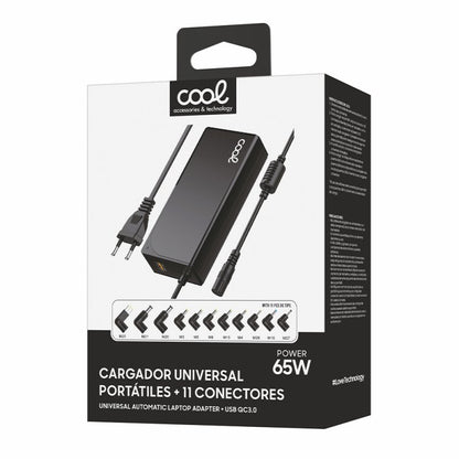 Carregador de rede universal COOL + 11 conectores para notebooks 65w (USB QC3.0)