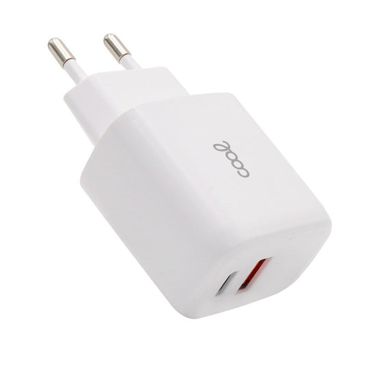 Carregador de rede Universal Fast Charger (PD) Dual Type-C / USB COOL (20W) Branco