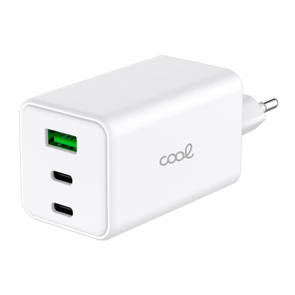 Carregador de Rede Universal Triplo (PD) 2 x Tipo-C + USB COOL (100 W) GaN Branco