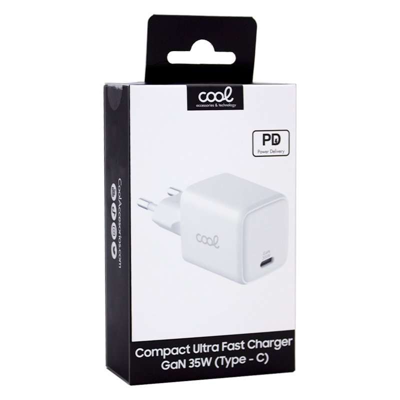 Carregador de rede Universal Ultra Fast Charger (PD) Type-C COOL (35W) Branco