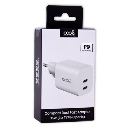 Carregador Rápido Universal (PD) Dual 2 x Type-C COOL (35 W) Branco