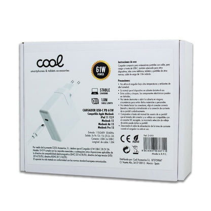 Carregador universal de rede COOL para Apple MacBook 12 / Air 13 / Pro 13 / iPad 12.9 (67w USB-C)