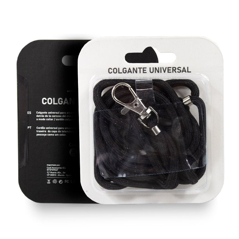 Cordão suspenso universal COOL com cartão de smartphone Preto