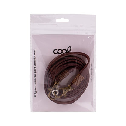 Cordão suspenso universal COOL em couro com cartão de smartphone Marrom