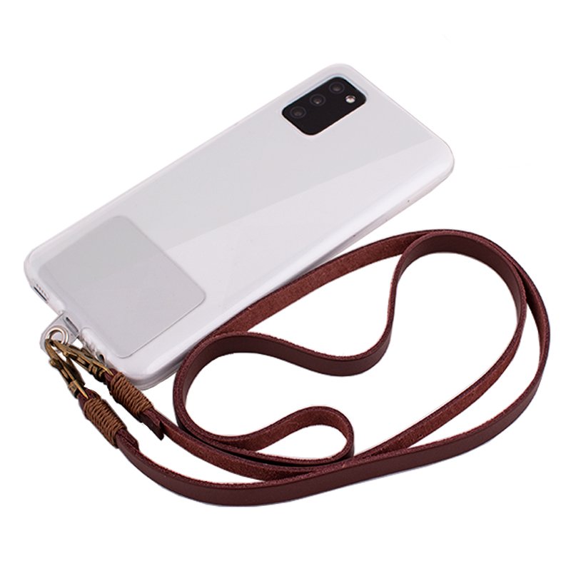 Cordão suspenso universal COOL em couro com cartão de smartphone Marrom