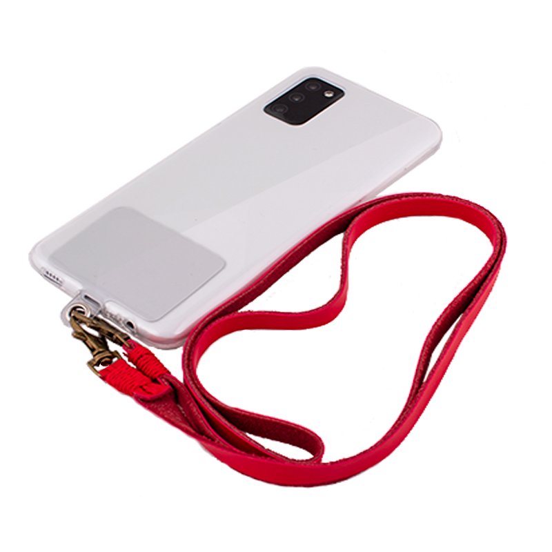 Cordão suspenso universal COOL em couro com cartão de smartphone Vermelho