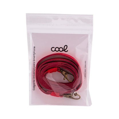Cordão suspenso universal COOL em couro com cartão de smartphone Vermelho