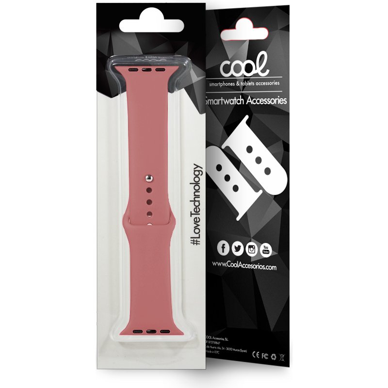 Correia COOL para Apple Watch Series 1 / 2 / 3 / 4 / 5 / 6 / 7 / 8 / 9 / SE (38 / 40 / 41 mm) Borracha Rosa
