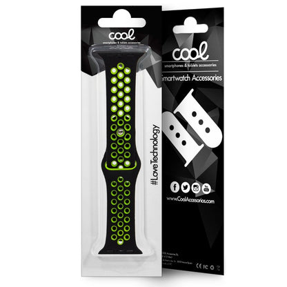 Correia COOL para Apple Watch Series 1 / 2 / 3 / 4 / 5 / 6 / 7 / 8 / 9 / SE (38 / 40 / 41 mm) Sport Preto