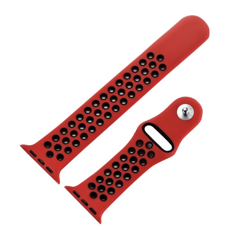 Correia COOL para Apple Watch Series 1 / 2 / 3 / 4 / 5 / 6 / 7 / 8 / 9 / SE (42 / 44 / 45 mm) Sport Vermelho-Preto