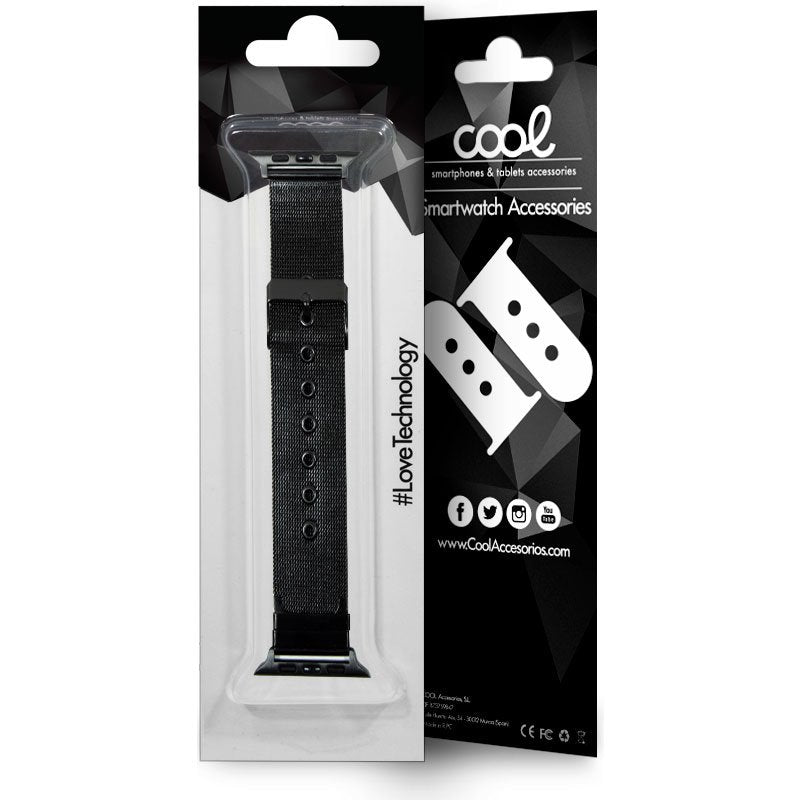 Correia COOL para Apple Watch Series 1 / 2 / 3 / 4 / 5 / 6 / 7 / 8 / 9 / SE (42/44/45 mm) Metal Preto