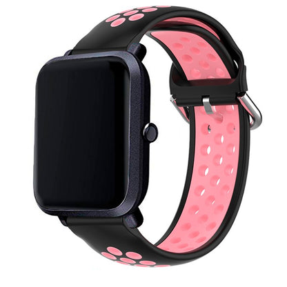 Correia Universal 20mm Amazfit Bip / GTS / Bip Lite / Huawei / Samsung / COOL Rubber Preto-Rosa