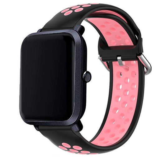 Correia Universal 20mm Amazfit Bip / GTS / Bip Lite / Huawei / Samsung / COOL Rubber Preto-Rosa