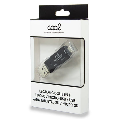 Leitor de cartão de memória universal COOL 3 em 1 (tipo C / Micro USB / USB)