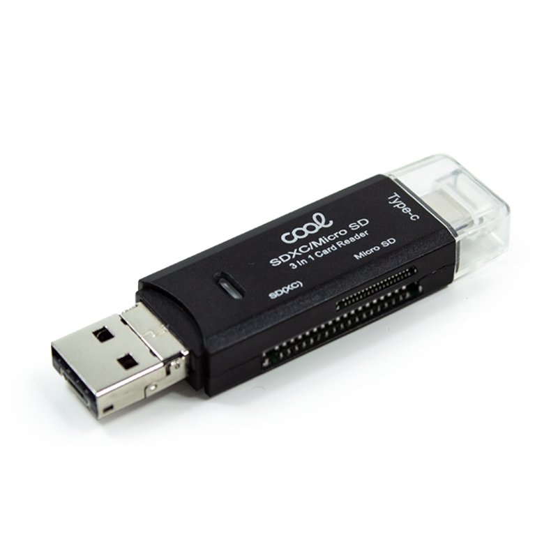 Leitor de cartão de memória universal COOL 3 em 1 (tipo C / Micro USB / USB)