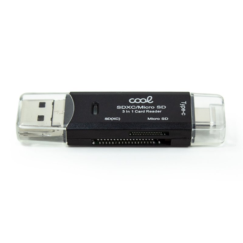Leitor de cartão de memória universal COOL 3 em 1 (tipo C / Micro USB / USB)