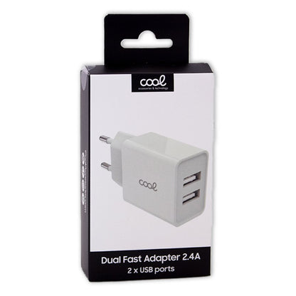 Entrada de carregador de rede universal 2 x USB COOL 2,4 Amps Branco