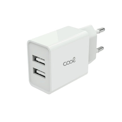 Entrada de carregador de rede universal 2 x USB COOL 2,4 Amps Branco