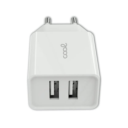 Entrada de carregador de rede universal 2 x USB COOL 2,4 Amps Branco