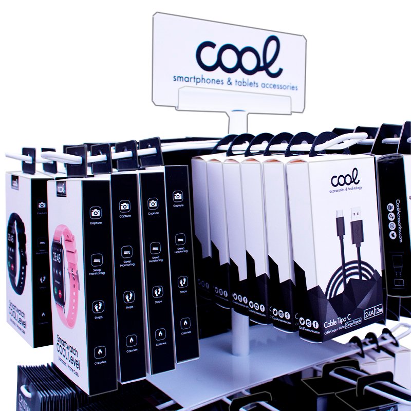 Expositor de Mesa COOL Metal Giratório para Acessórios (Branco)