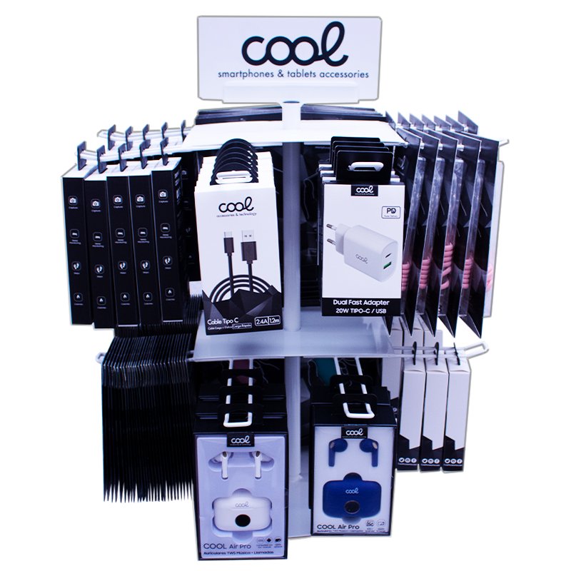 Expositor de Mesa COOL Metal Giratório para Acessórios (Branco)