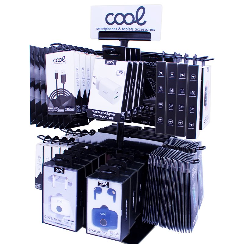 Expositor de Mesa COOL Metal Giratório para Acessórios (Preto)