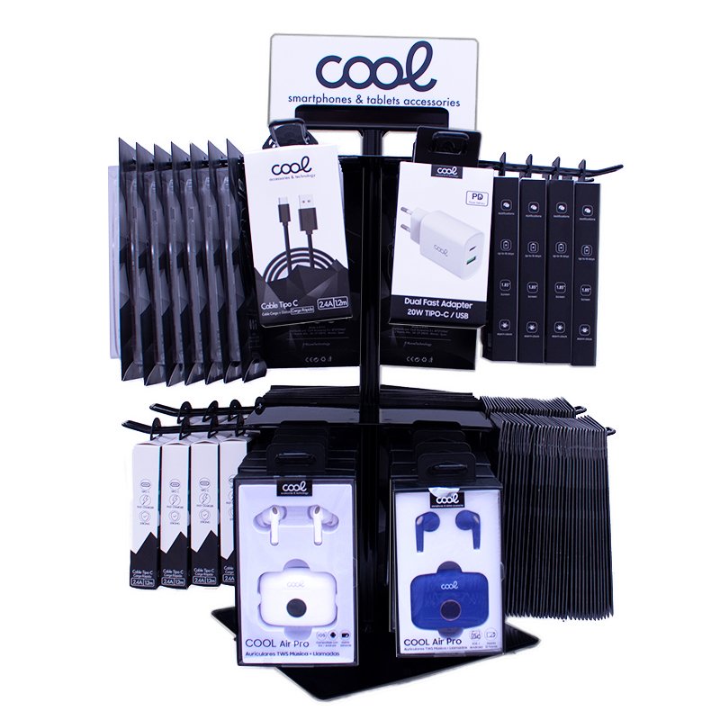 Expositor de Mesa COOL Metal Giratório para Acessórios (Preto)