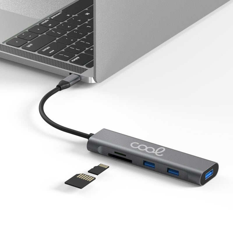 Hub universal COOL 5 em 1 Tipo C (3 x USB 3.0 + SD + Micro SD)
