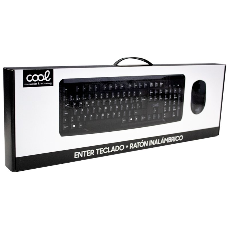 Kit de Teclado + Rato Sem Fios para PC em Espanhol COOL Enter Preto