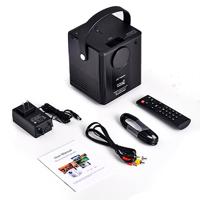 Projetor compacto COOL Rainbow 3000 lúmens alto-falante integrado + HDMI/SD/USB + espelho Wifi (preto)