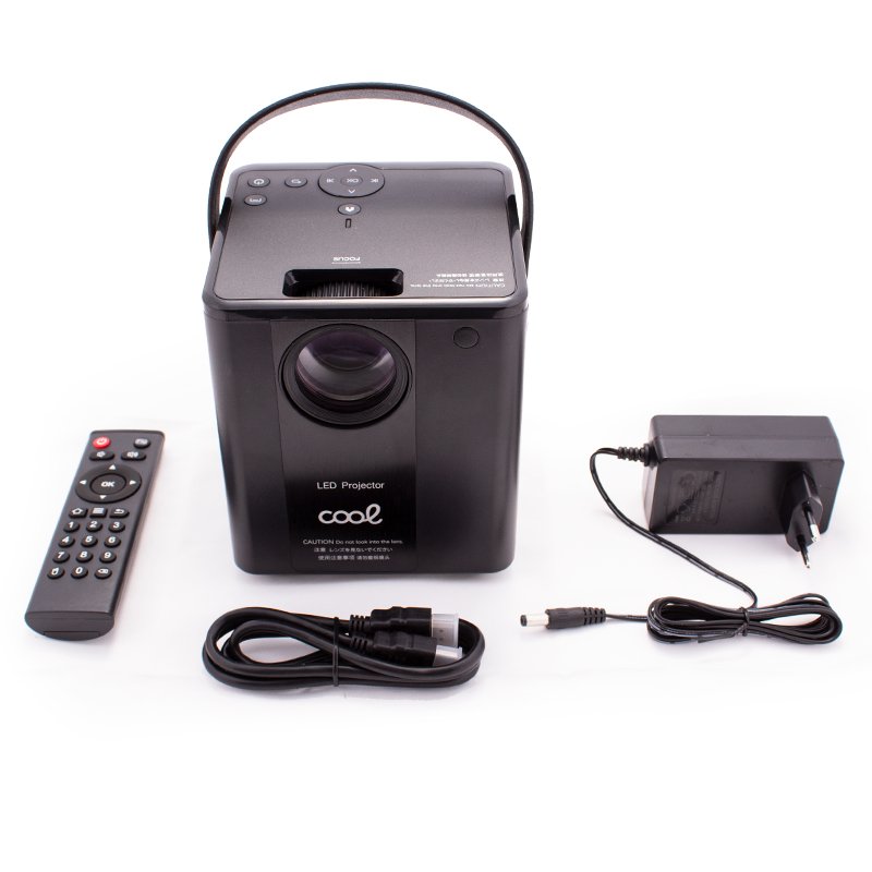 Projetor compacto COOL Rainbow 3000 lúmens alto-falante integrado + HDMI/SD/USB + espelho Wifi (preto)