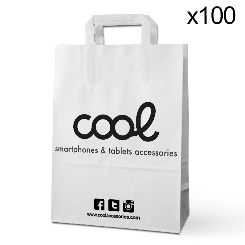 Pacote de 100 Sacos de PAPEL BRANCO COOL (23,5 x 18 cm)