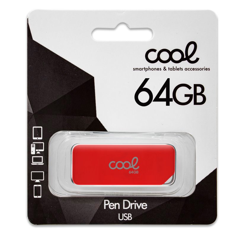Pen Drive USB x64 GB 2.0 COOL Board Vermelho