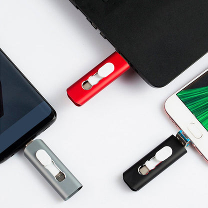 Pen Drive USB x64 GB COOL (3 em 1) Lightning / Type-C / USB Cinza