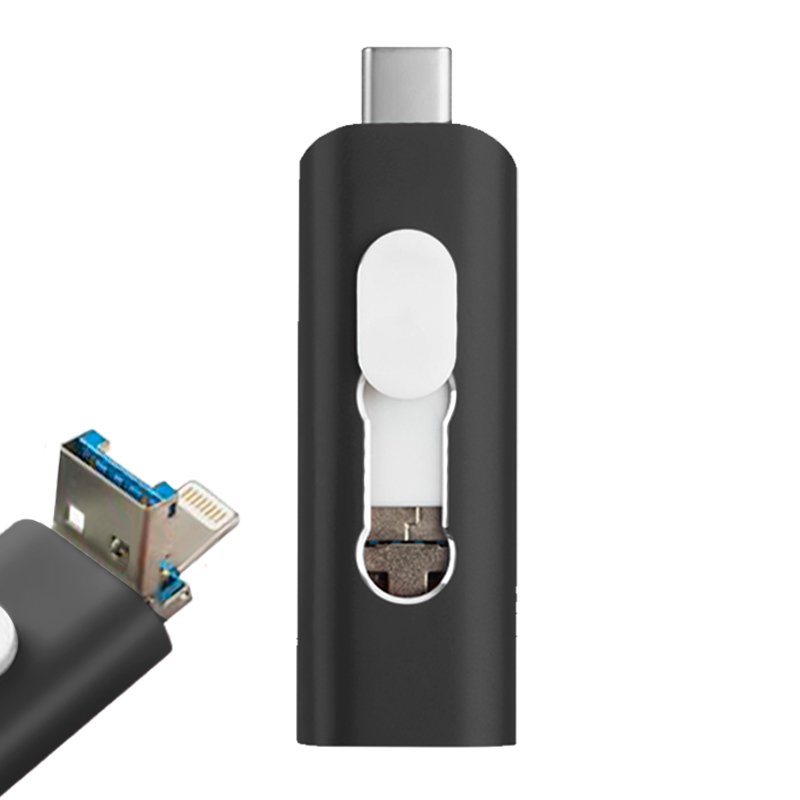 Pen Drive USB x64 GB COOL (3 em 1) Lightning / Type-C / USB Preto