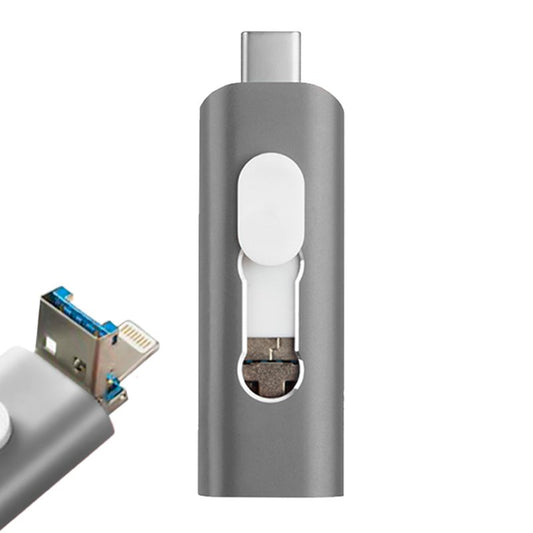 Pen Drive x USB 128 GB COOL (3 em 1) Lightning / Type-C / USB Cinza