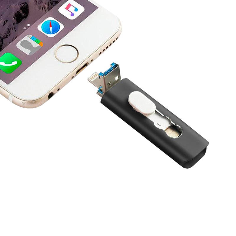 Pen Drive x USB 128 GB COOL (3 em 1) Lightning / Type-C / USB Preto