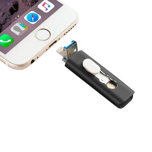 Pen Drive x USB 128 GB COOL (3 em 1) Lightning / Type-C / USB Preto
